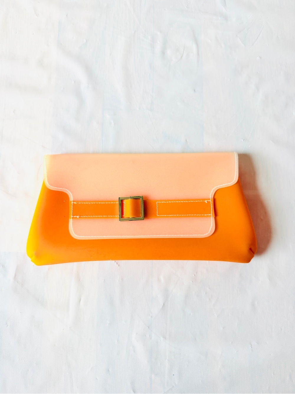 Avon Cosmetic clutch bag Case with Snap Closure orange PVC Vintage